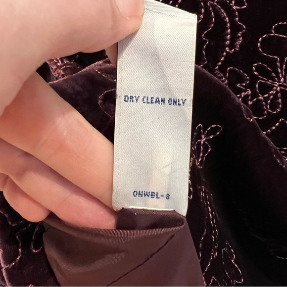 Vintage Old Navy Velvet Embroidered Blazer Medium Small Burgundy Fairy Y2K Boho - Picture 9 of 12